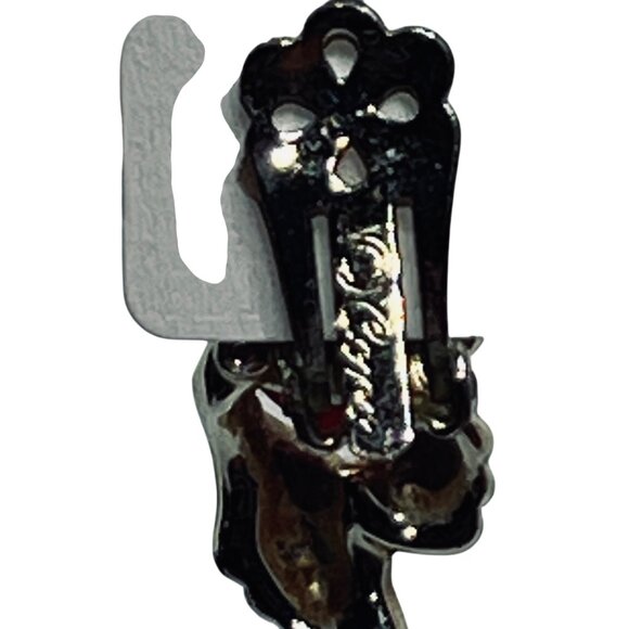 Vintage Coro Gold Tone And Marbled Tomato Cabochon Clip On Earrings (5863) - Picture 6 of 7